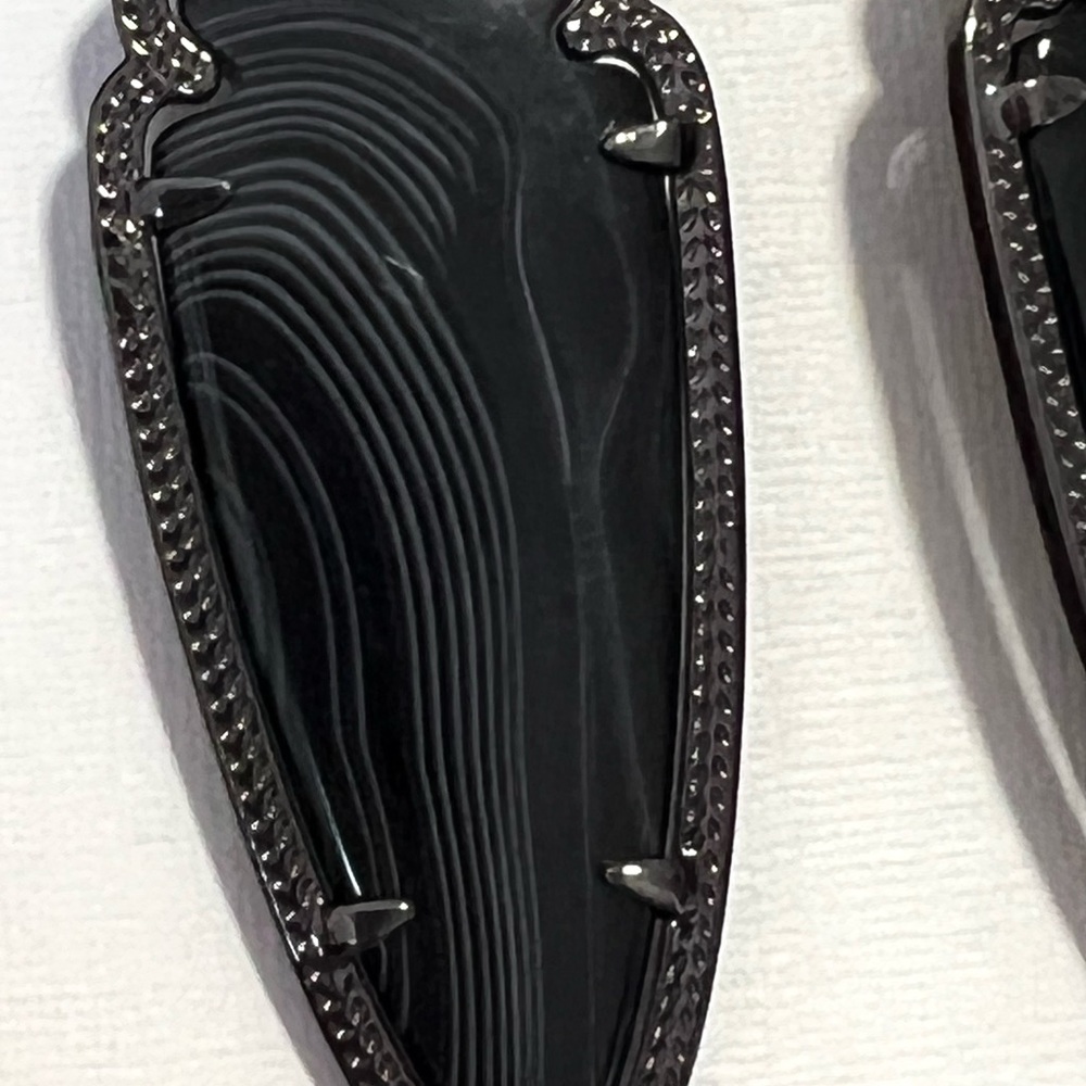 NWT RARE & Retired Kendra Scott Skylar Earrings Gunmetal & Black Banded Agate 😊 - Picture 10 of 15